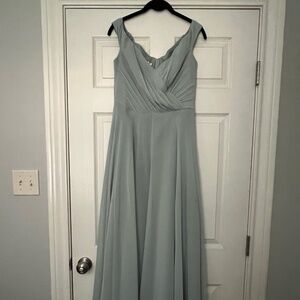 Dusty Sage Off the Shoulder Dress